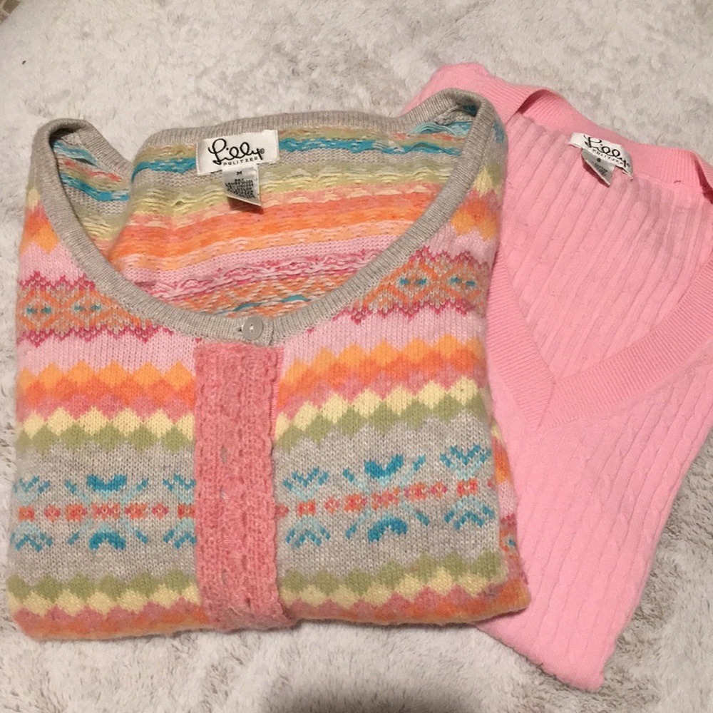 Sold!!!!!!2x Lilly Pulitzer pink sweaters S/M